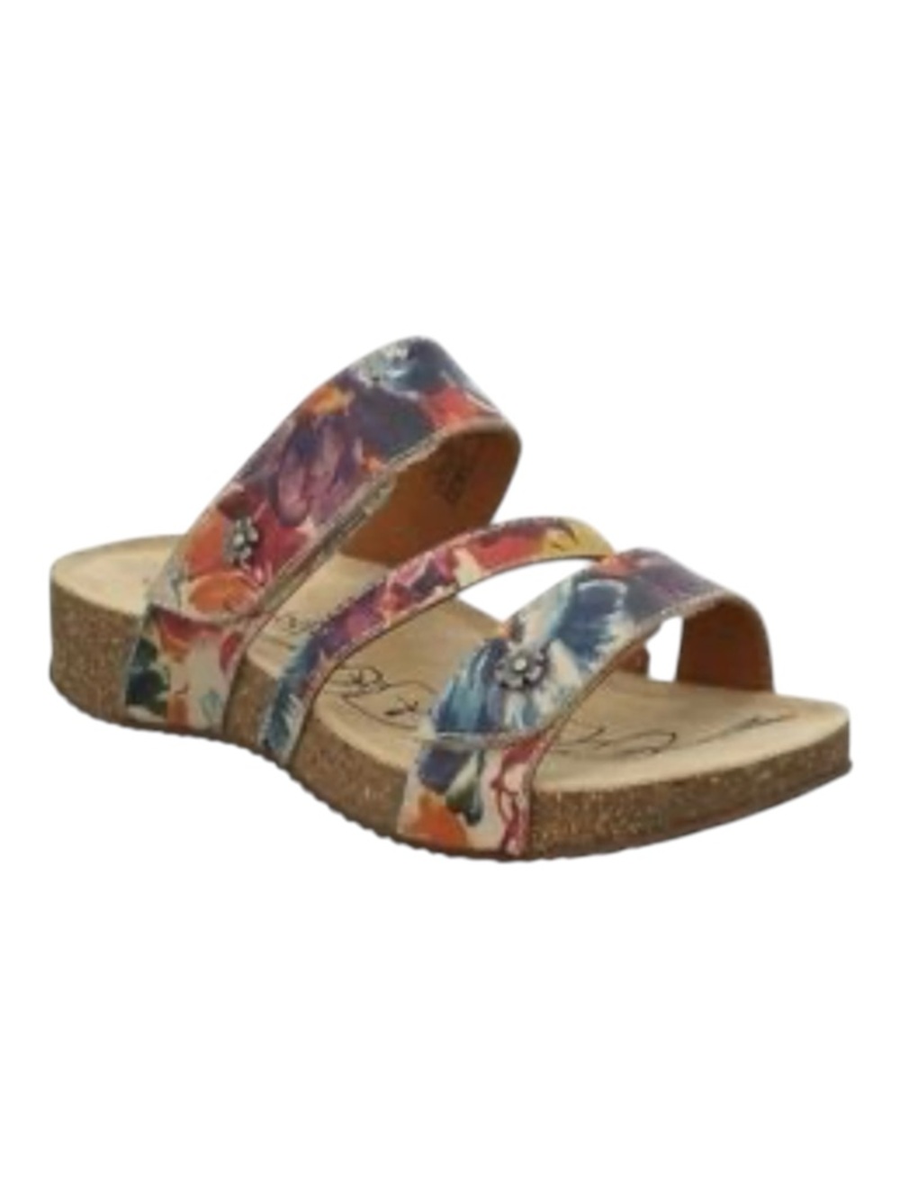 Josef Seibel Tonga Three-Strap Floral Slide Sandals Size